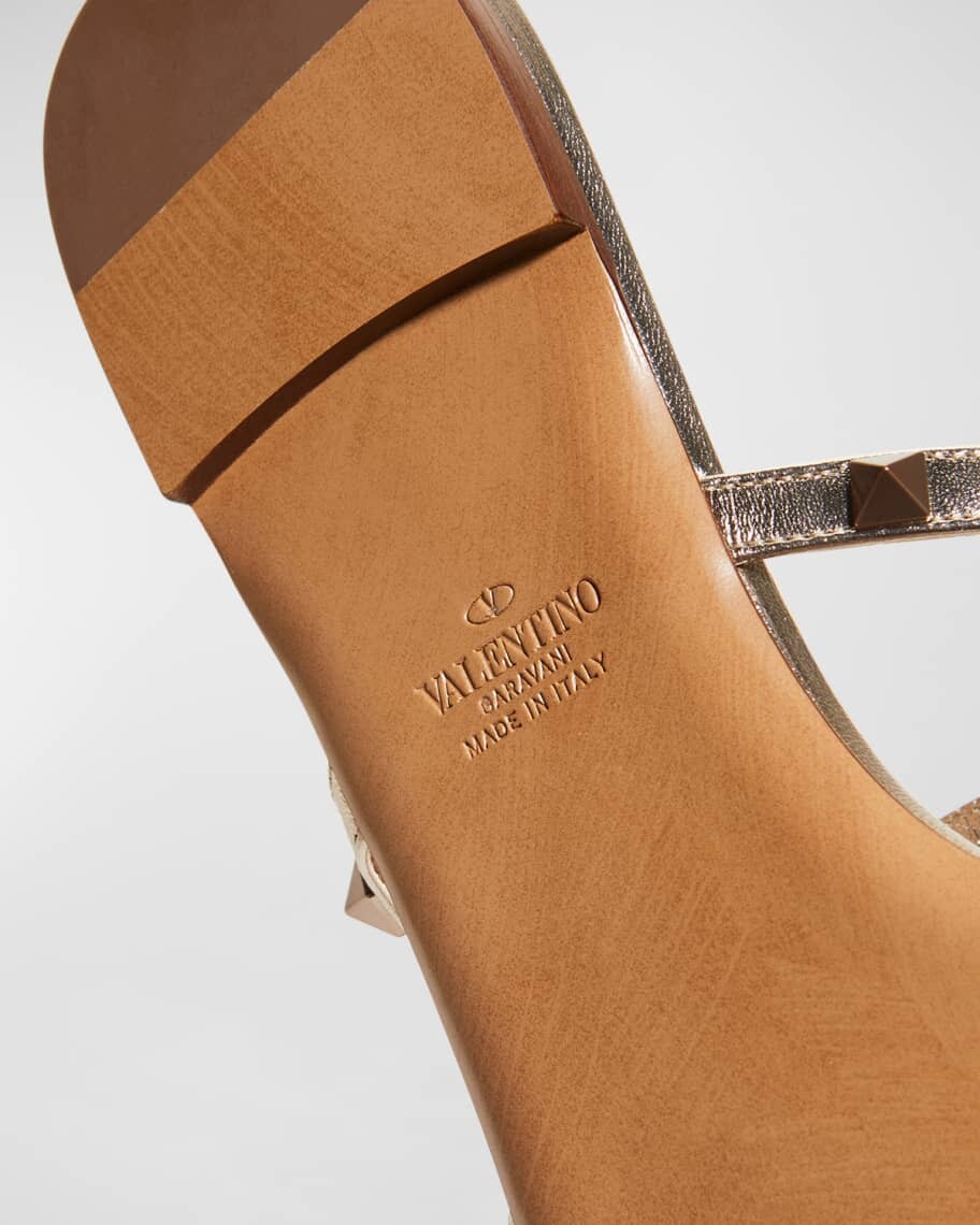 Сандалии Rockstud с эффектом металлик City на плоской подошве Valentino Garavani — фото 4
