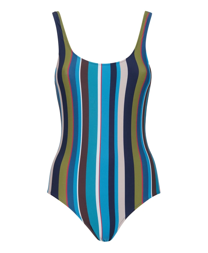 

Женский купальник синего цвета в разноцветную полоску. Gallo, мультиколор