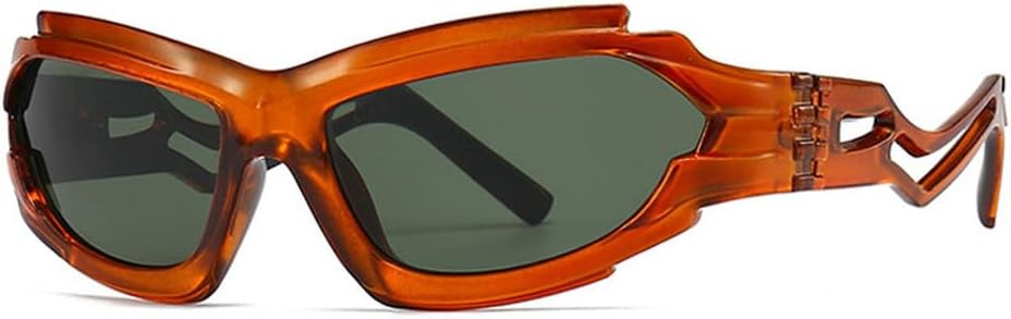 

Винтажные женские солнцезащитные очки «кошачий глаз» неправильной формы, модные мужские очки с полыми дужками, защита от ультрафиолета UV400 HVTVTLA, Orange Dark Green