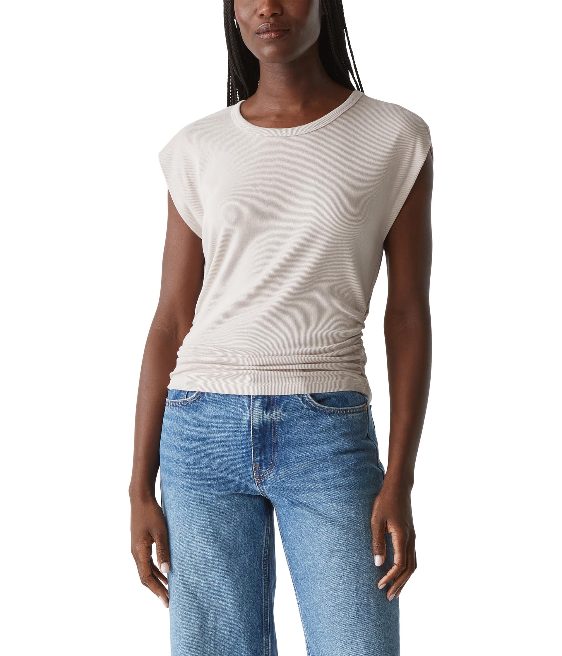 

Топ Michael Stars Joni Crew Neck Power Shoulder Top, цвет Cement