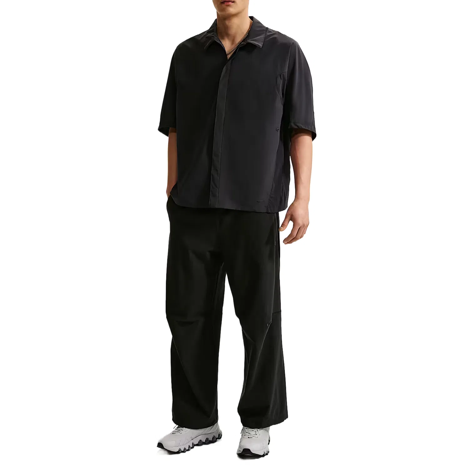 Футболка Dri Fit мужская, черная, с воротником, умеренная Nike, Black/Black/Black
