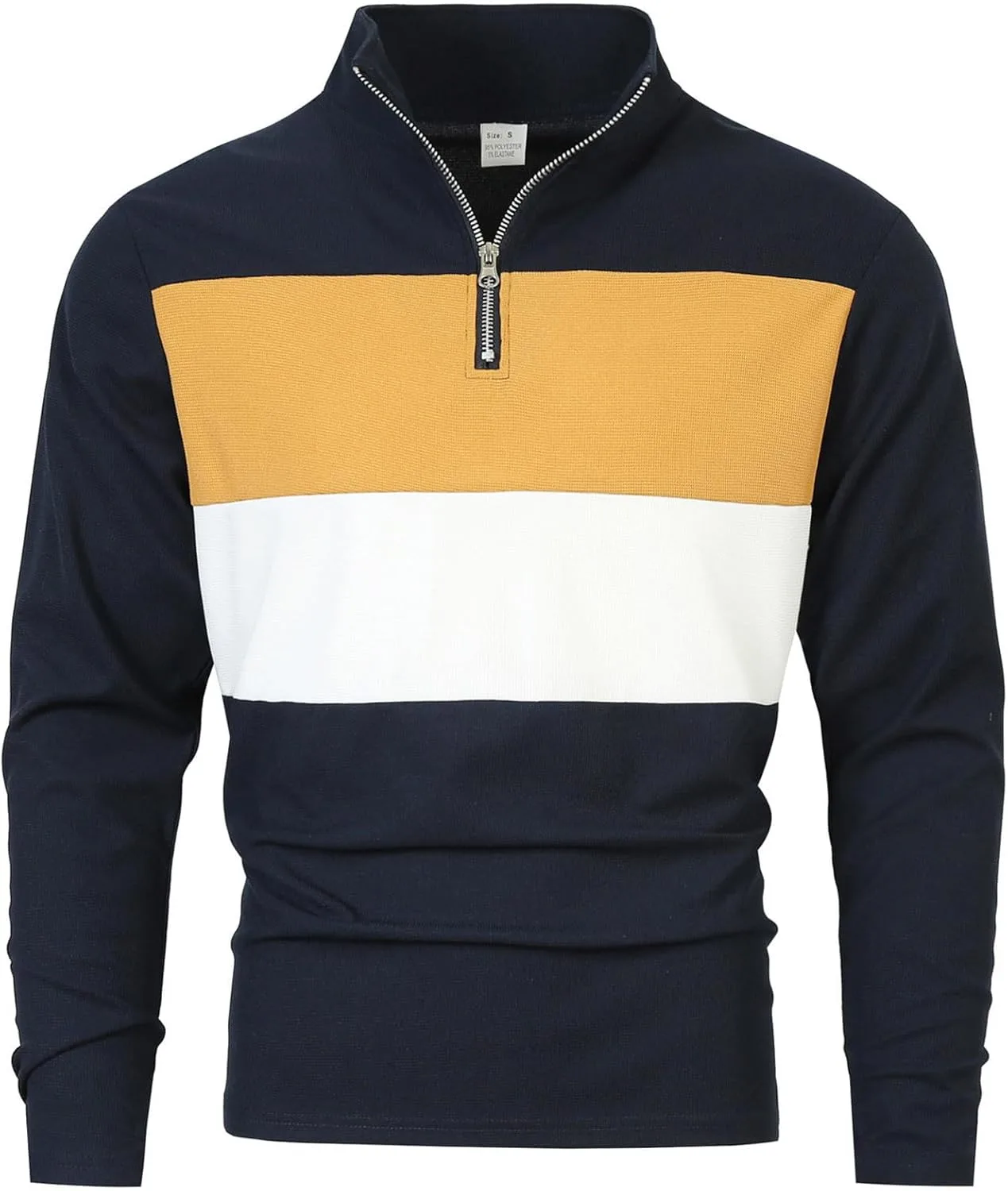 

Мужская футболка для гольфа 1/4 Zip с длинным рукавом, цветной блок