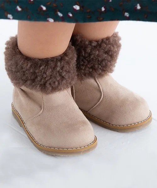 Ботинки детские с мехом Pompkins бежевые