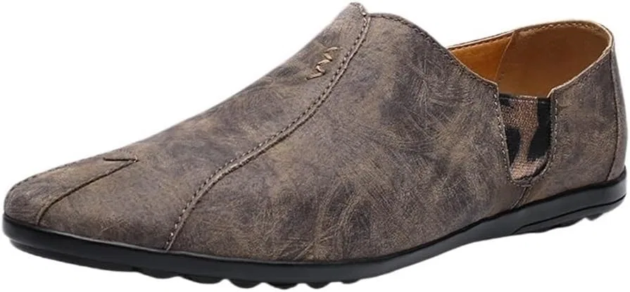 Лоферы кожаные ретро-принт, Men's, Brown DHFIRUFSHLO