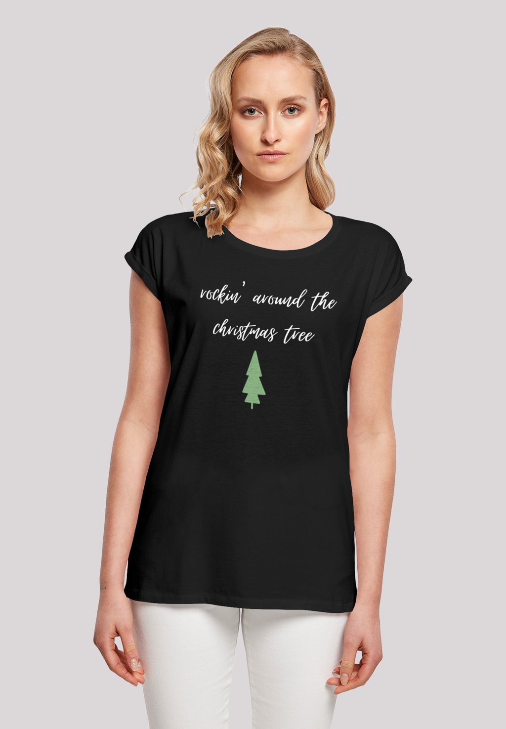 

Футболка с принтом ROCKIN AROUND THE CHRISTMAS TREE F4NT4STIC, черный