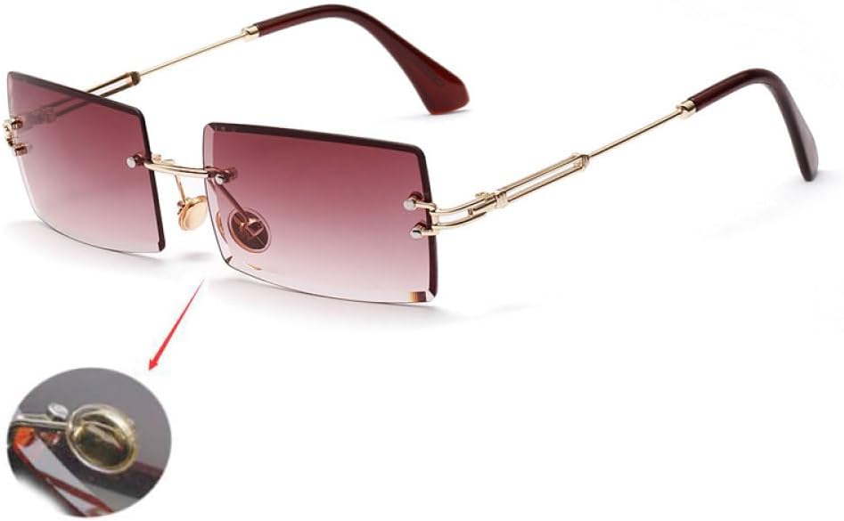 

Женские солнцезащитные очки без оправы, маленькие прямоугольные солнцезащитные очки для женщин, модный стиль, защита от ультрафиолета UV400, черные, серые, розовые WNCKSQ, C1purple Gray