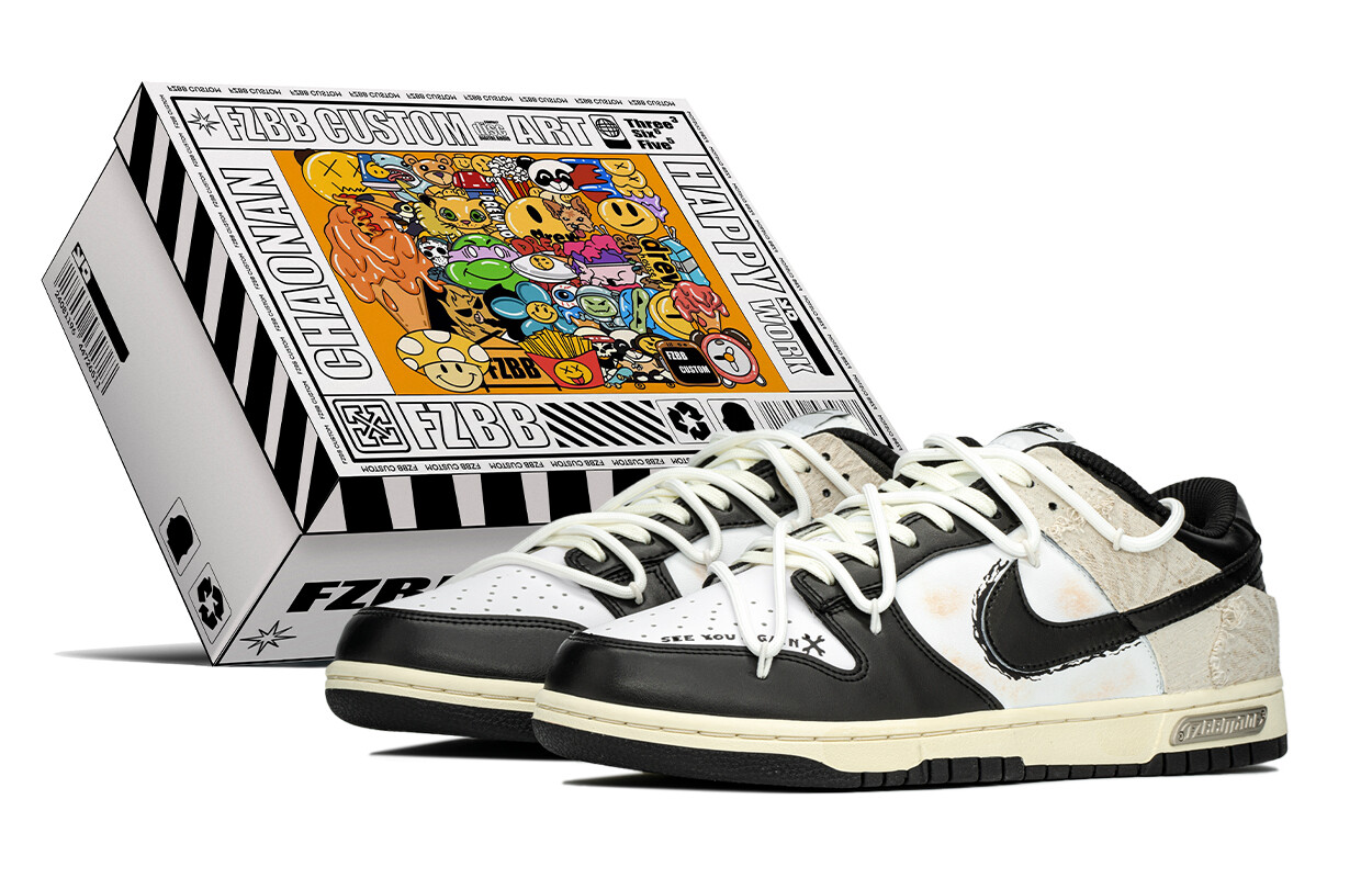 

Кроссовки для скейтбординга Dunk женские с низким верхом, цвет черный/белый/бежевый Nike