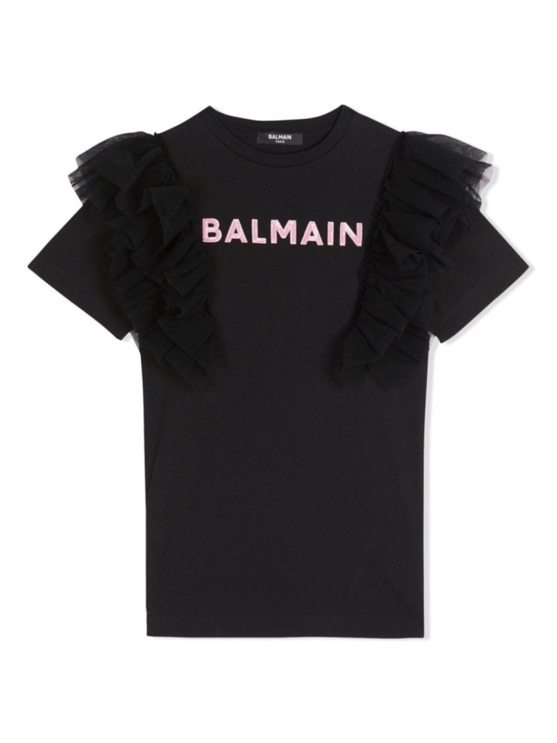 

Платье с оборками и логотипом Balmain Kids, черный