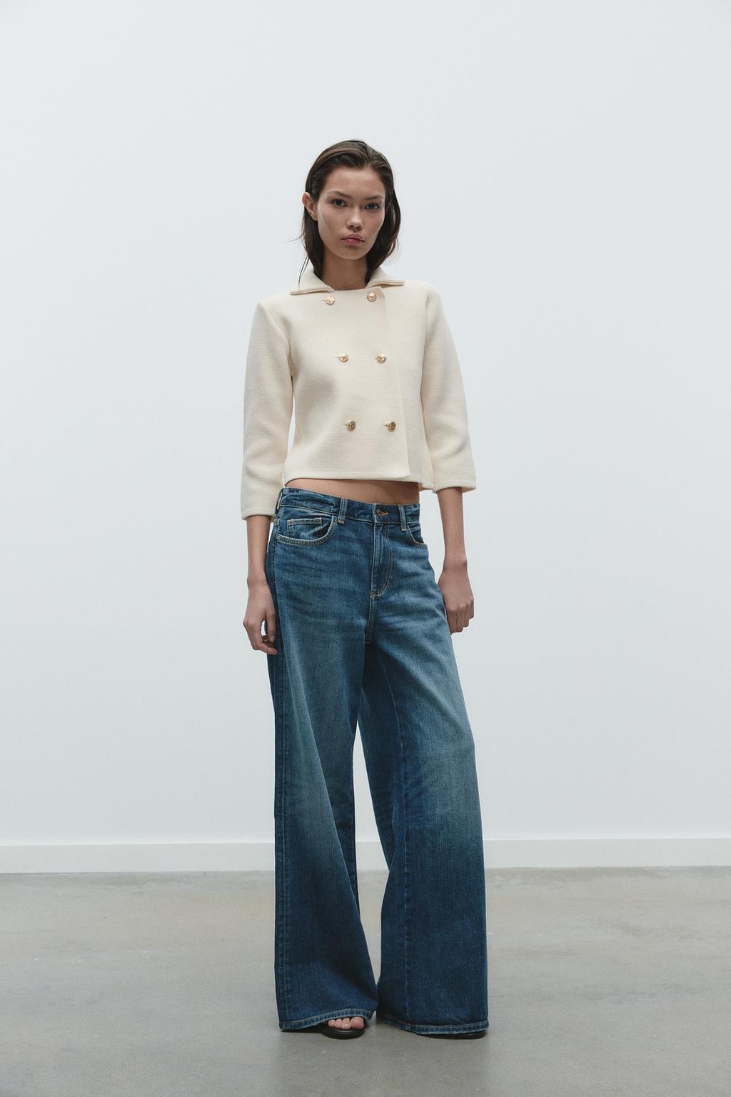 

Вязаный кардиган с запахом ZARA, экрю