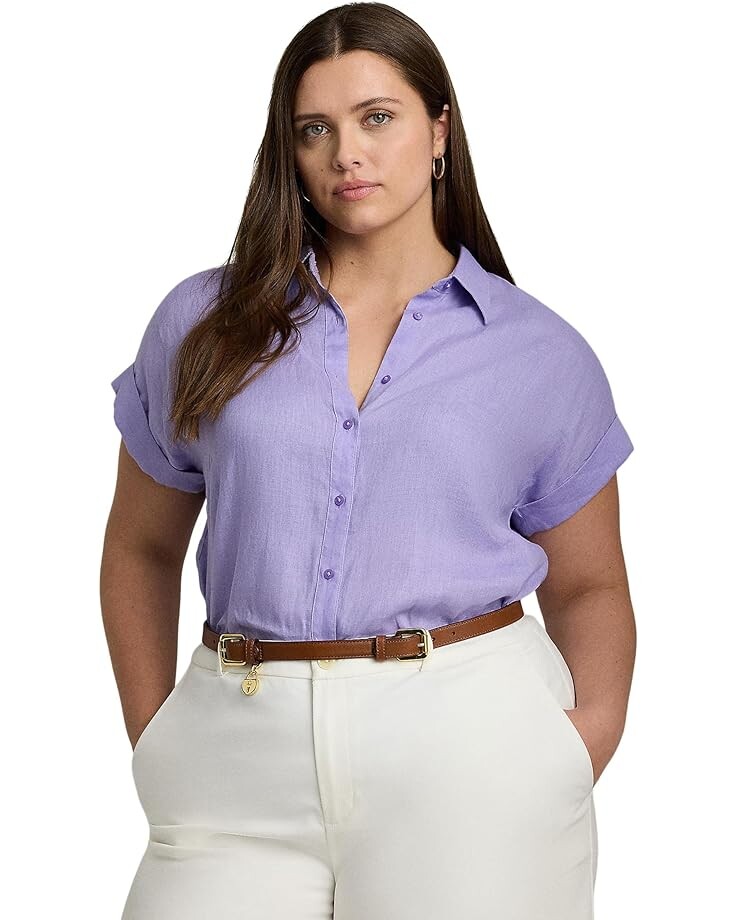 

Рубашка LAUREN Ralph Lauren Plus-Size Linen Dolman-Sleeve Shirt, цвет Wild Lavender