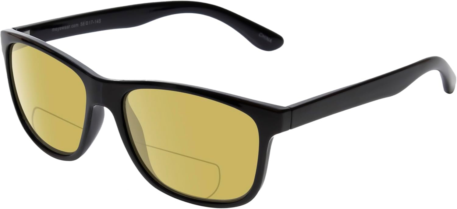 

Солнцезащитные очки Calabria Noah Panthos с поляризованными линзами и бифокальной линзой для чтения, модные и легкие, для мужчин и женщин, Gloss Black/Polarized Sunflower Yellow