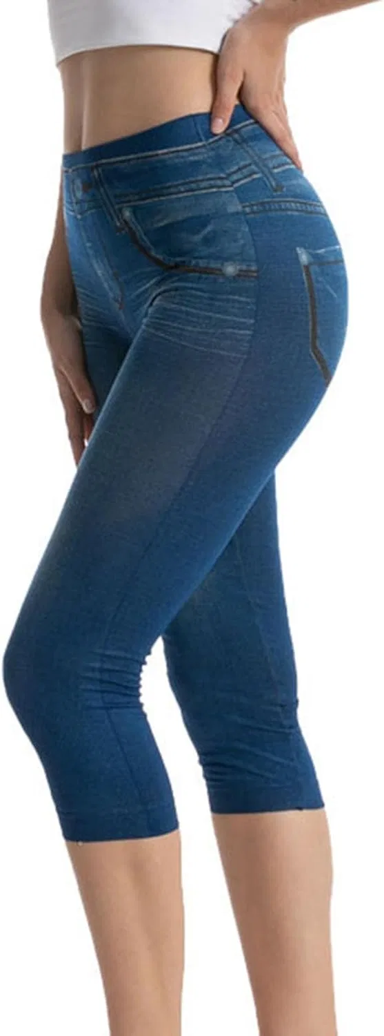 Джинсы скинни, капри, синий