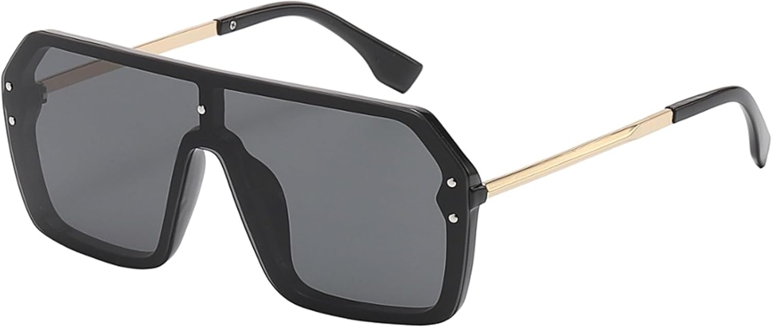 

Солнцезащитные очки OWL увеличенного размера для женщин и мужчин | Линзы UV400 | Модные, стильные, цельные, с плоскими зеркальными линзами, без оправы, металлические дужки | Очки-маска, Black