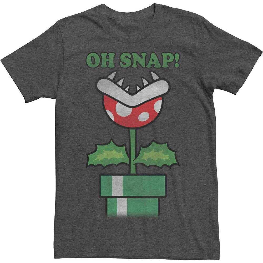 

Винтажная футболка Big & Tall Nintendo Super Mario Piranha Plant Oh Snap Licensed Character, цвет Charcoal Heather