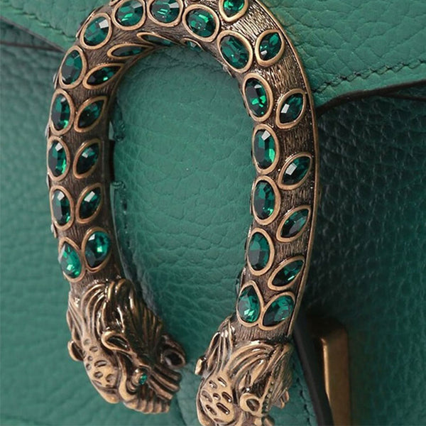 Мини-сумка Gucci Dionysus с тигровой головой, зеленая — фото 4