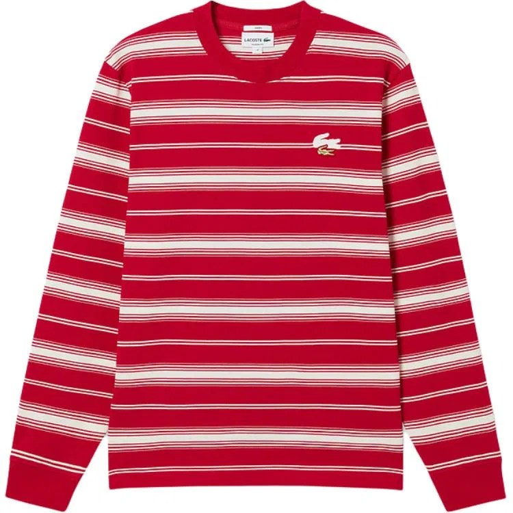 Футболка унисекс с круглым вырезом LACOSTE, классический стиль, красно-белые полоски