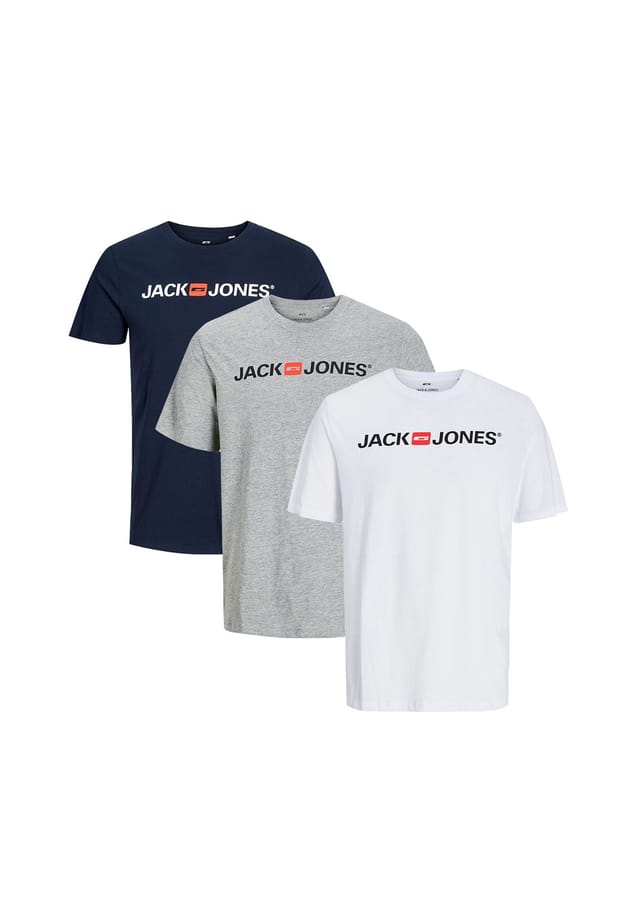 

Футболка 3 шт. в упаковке базовая Jack & Jones, мультиколор