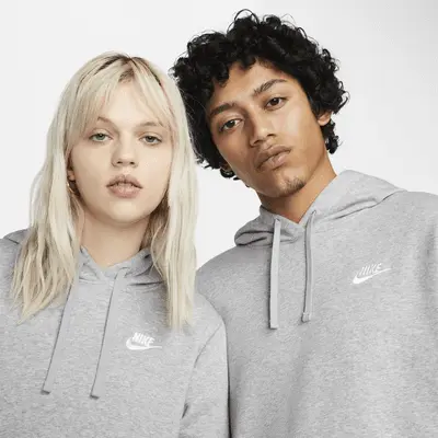 Худи Nike Sportswear Club Fleece, серый/белый — фото 4