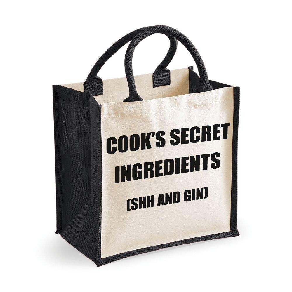 

Средний джутовый пакетик Cook's Secret Ingredients (Shh и Gin) Черный пакет 60 SECOND MAKEOVER, черный