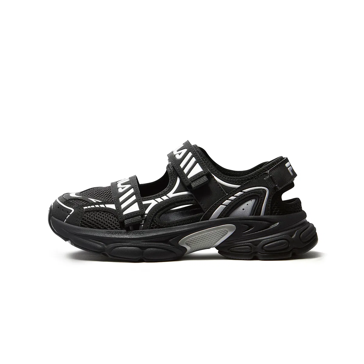 Сандалии SEASON FSW из синтетической кожи и текстиля дышащие Black/Space Silver детские FILA KIDS
