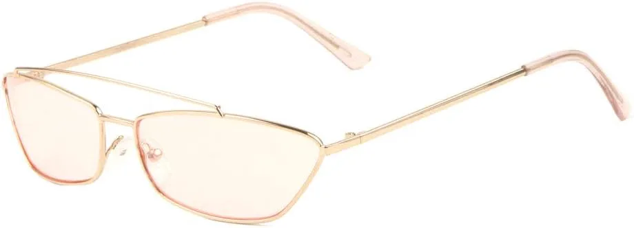 

Солнцезащитные очки в форме «кошачий глаз» с тонкой металлической оправой, средней линзой и верхней перекладиной, геометрическим дизайном Sunglasses Luxe, Pink