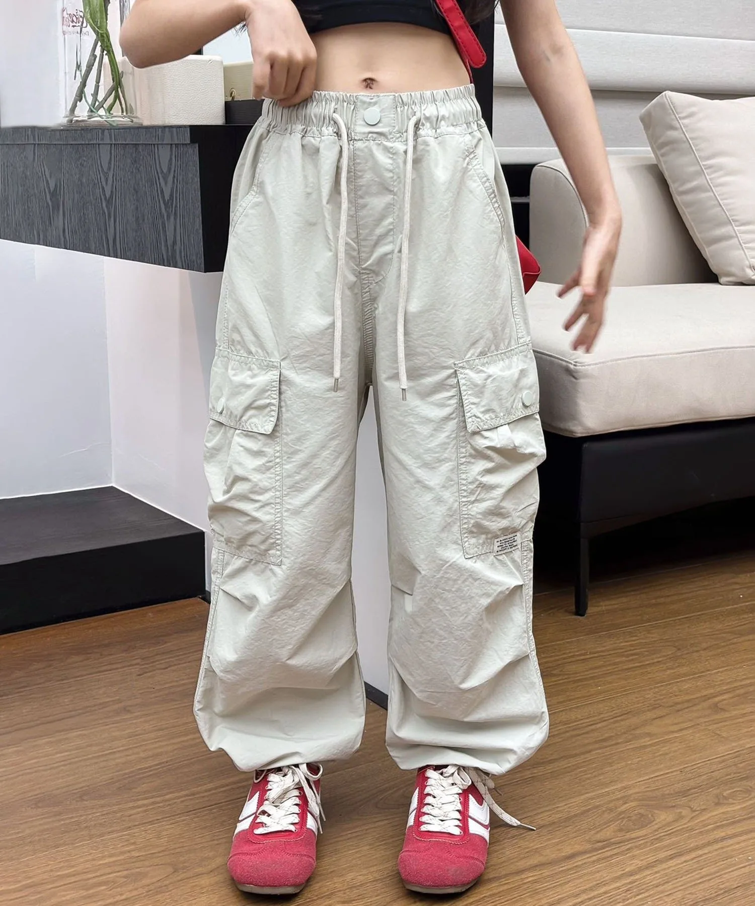 Брюки-карго на завязках Aimoha Kids, Light gray — фото 2