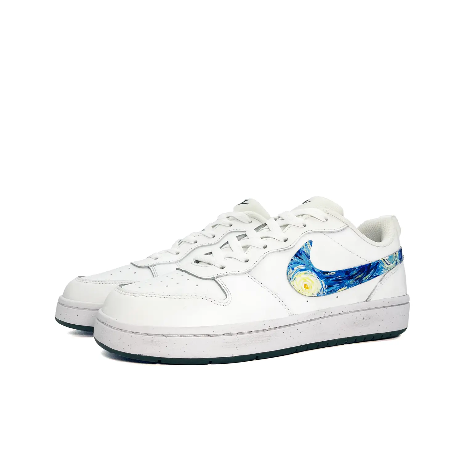 Кроссовки для скейтбординга Court Borough Van Gogh Starry Sky с нескользящей подошвой и износостойкими протекторами для детей и подростков Nike, белый — фото 3