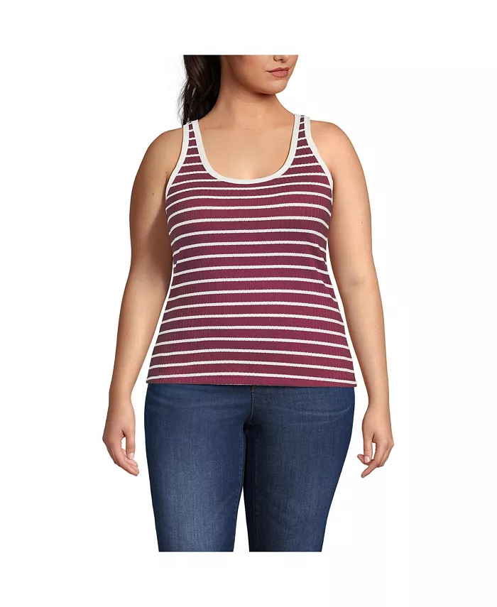 

Майка больших размеров с узким вырезом и лацканами Lands' End, красный