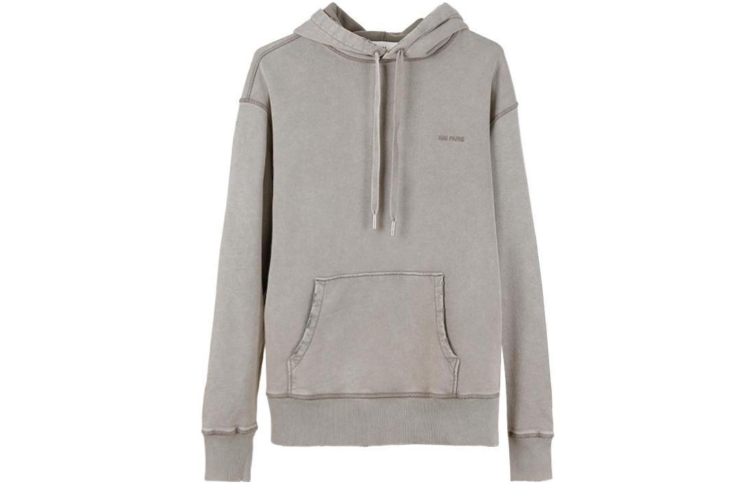 

Толстовка с вышитым логотипом Ami на шнурке AMIPARIS, серый