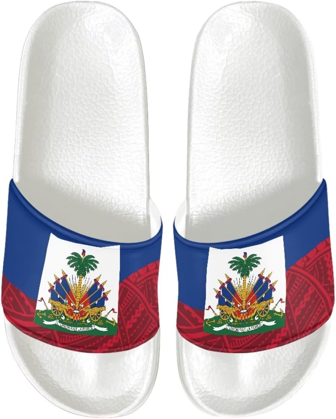 

Женские сандалии шлепанцы с открытым носком на один ремешок, повседневная обувь для прогулок Judentidos, Haiti Flag