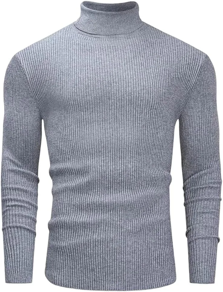 Мужской свитер Slim Fit с воротником-водолазкой, длинным рукавом и полосатым узором