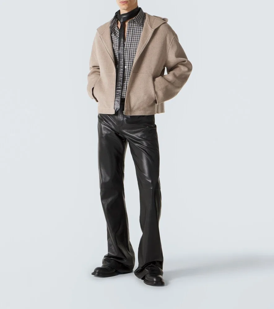 Кожаные брюки-клеш Acne Studios, черный — фото 2