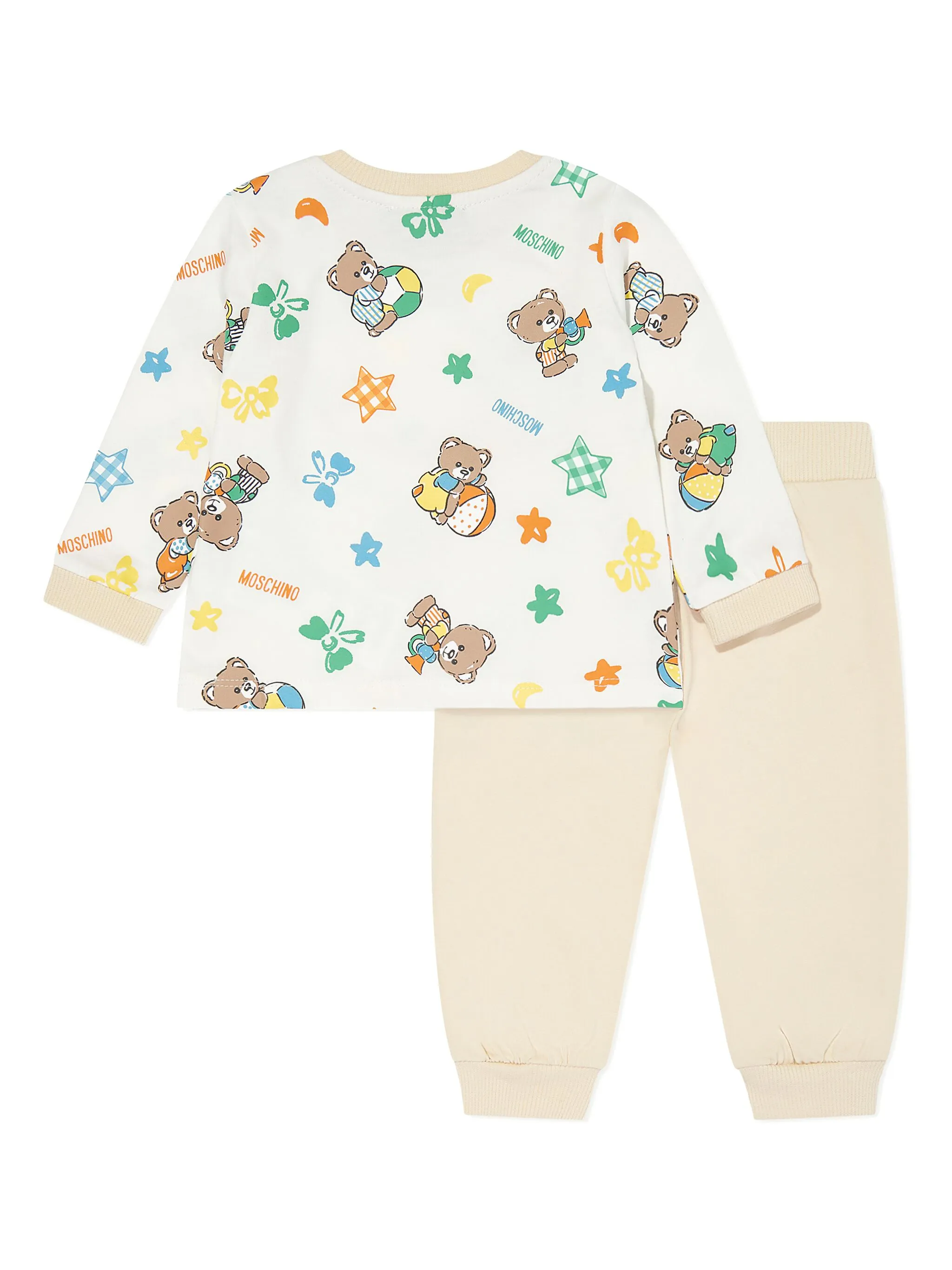 Комплект из толстовки и брюк Teddy Bear Moschino Kids, бежевый — фото 2