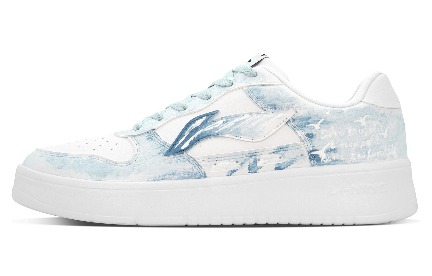 

LINING Понтонные лодки устойчивые к истиранию амортизирующие дышащие низкие скейтборд кроссовки мужские white blue