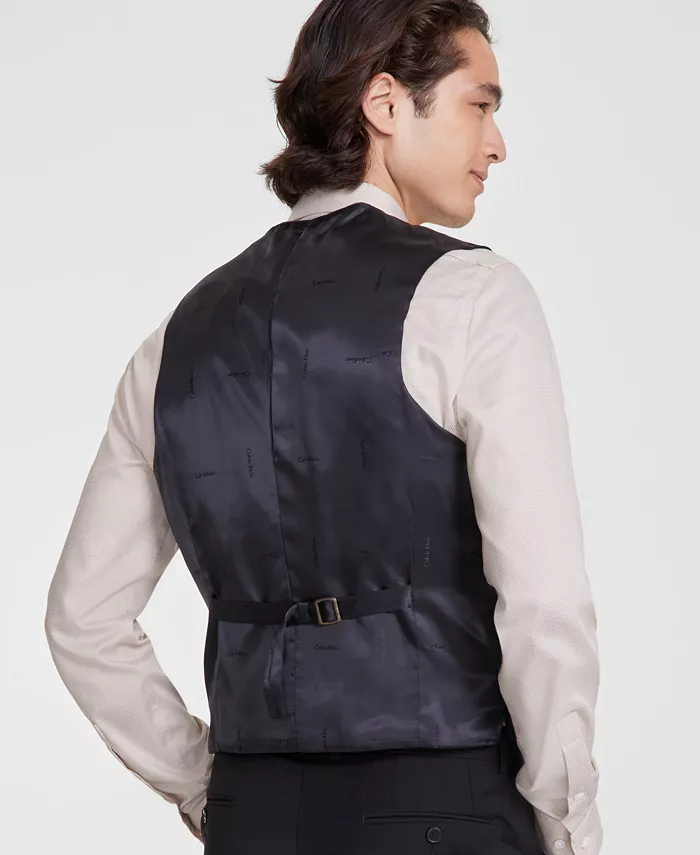 Мужской жилет из смесовой шерсти с бесконечной растяжимостью Slim-Fit Calvin Klein, черный — фото 2