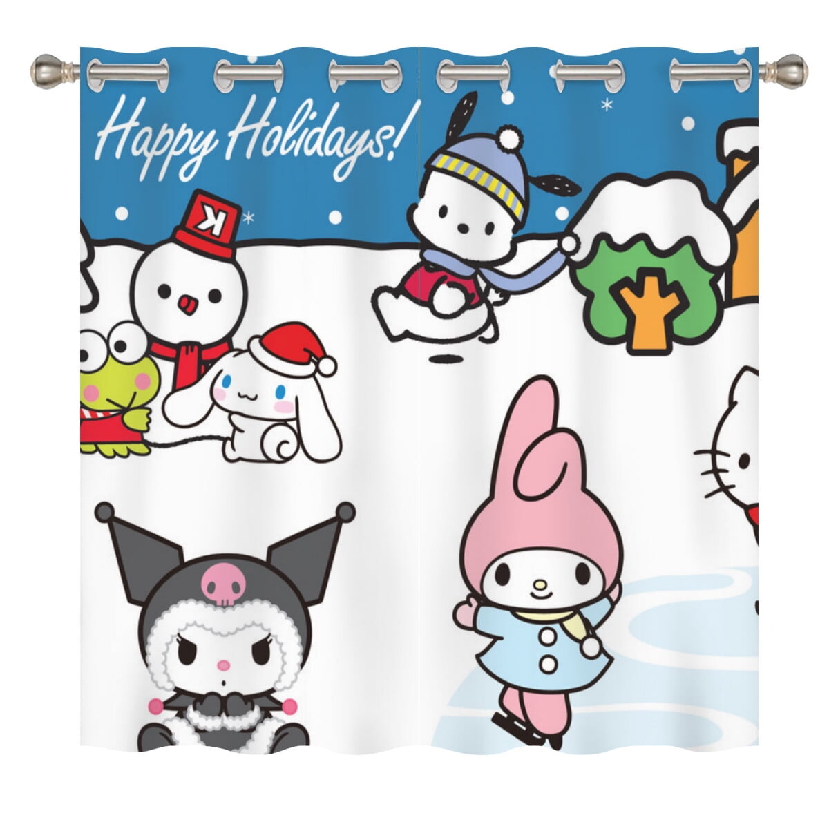 

Шторы плотные с принтом Sanrio, белый / синий