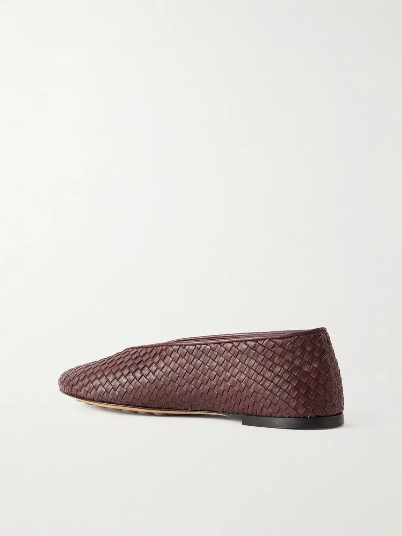 Балетки из кожи intrecciato цвета розовой пудры BOTTEGA VENETA, красный — фото 3