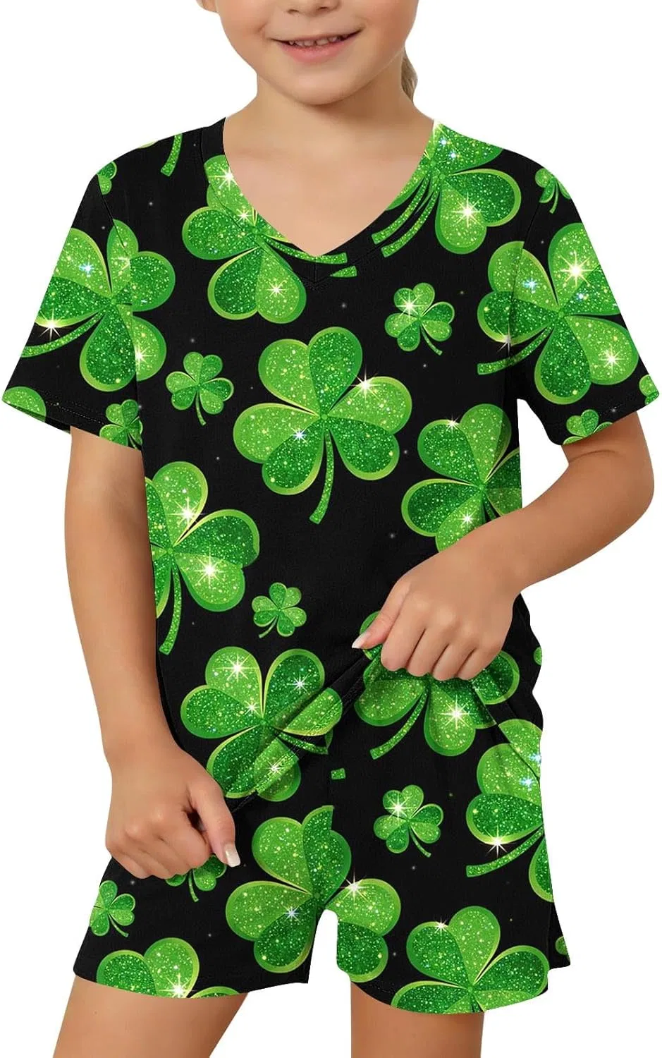 Детский спортивный костюм V-neck Zzalalana, армейский зеленый — фото 4