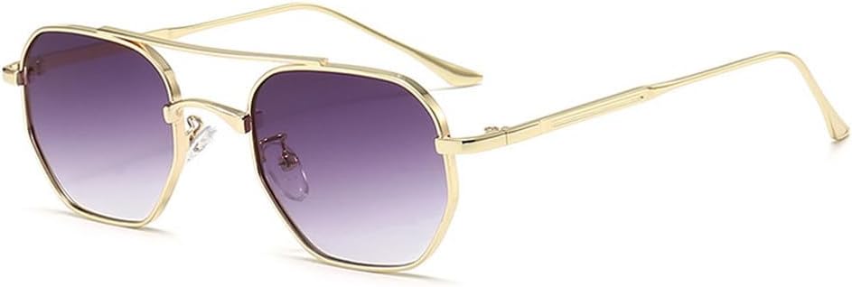 

Мужские солнцезащитные очки в стиле ретро с двойными перемычками и многоугольными металлическими линзами, градиентные линзы, защита от УФ-излучения UV400, модные женские солнцезащитные очки TKKTLLT, Gray Gradient