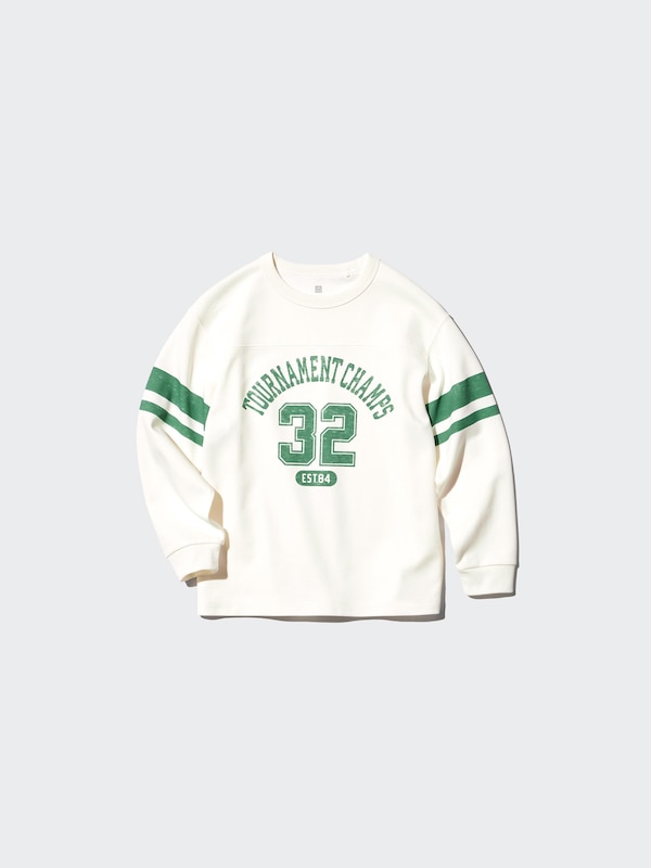 Хлопковая футболка AIRism с графикой, длинный рукав Uniqlo, 01 off white — фото 4