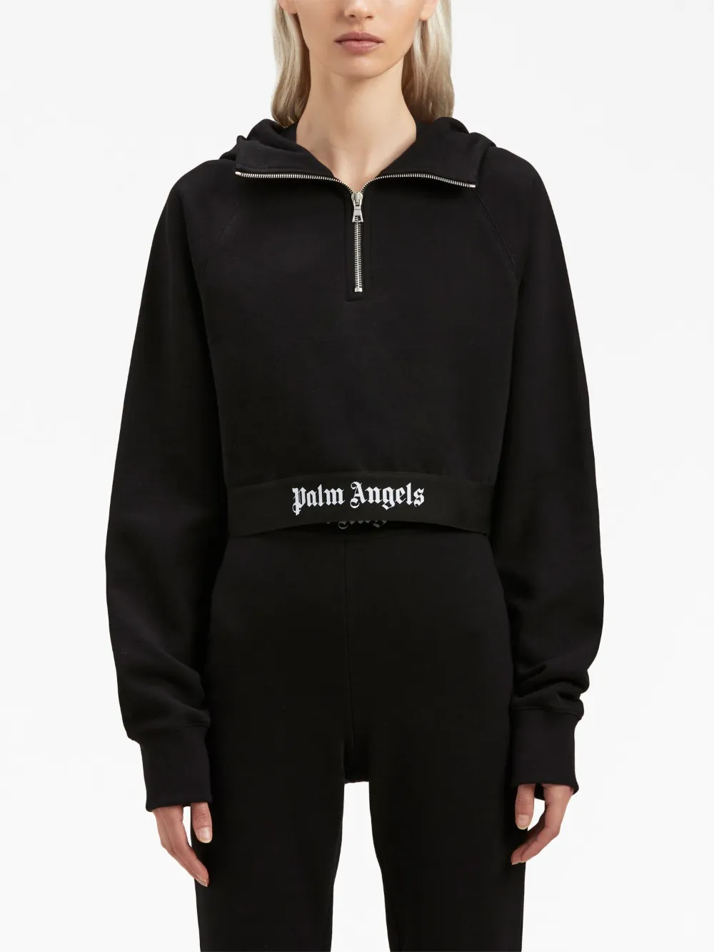 Укороченная толстовка с логотипом PALM ANGELS, черный — фото 3