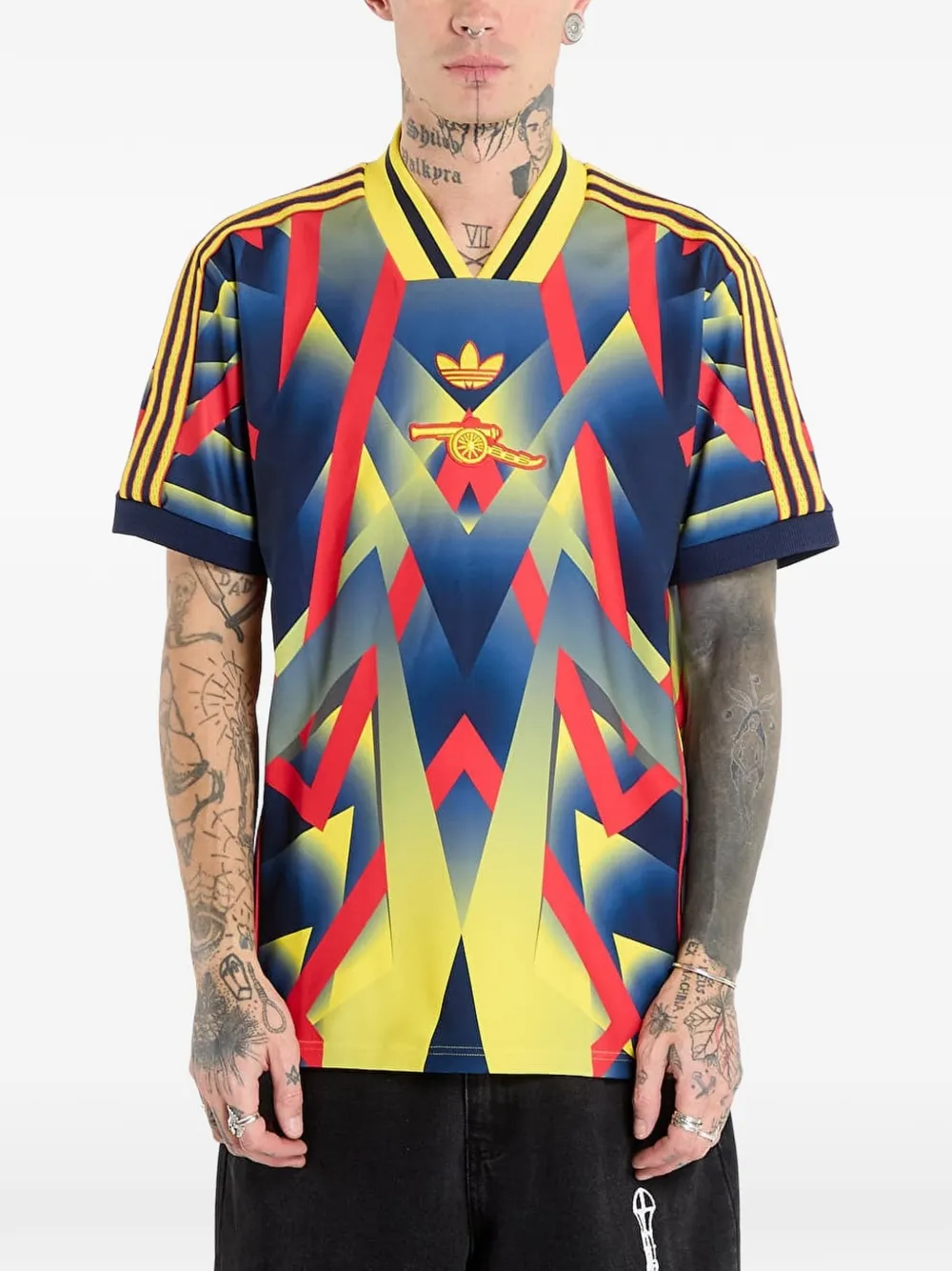 

Футболка в полоску с V-образным вырезом Adidas, синий