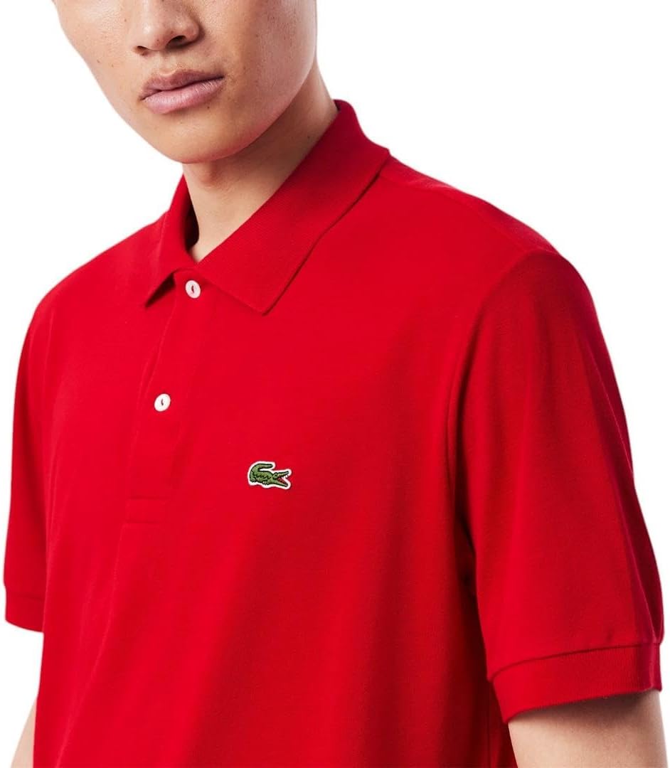 Поло Lacoste, мужское, классическое, для повседневной носки, светлый/красный — фото 2