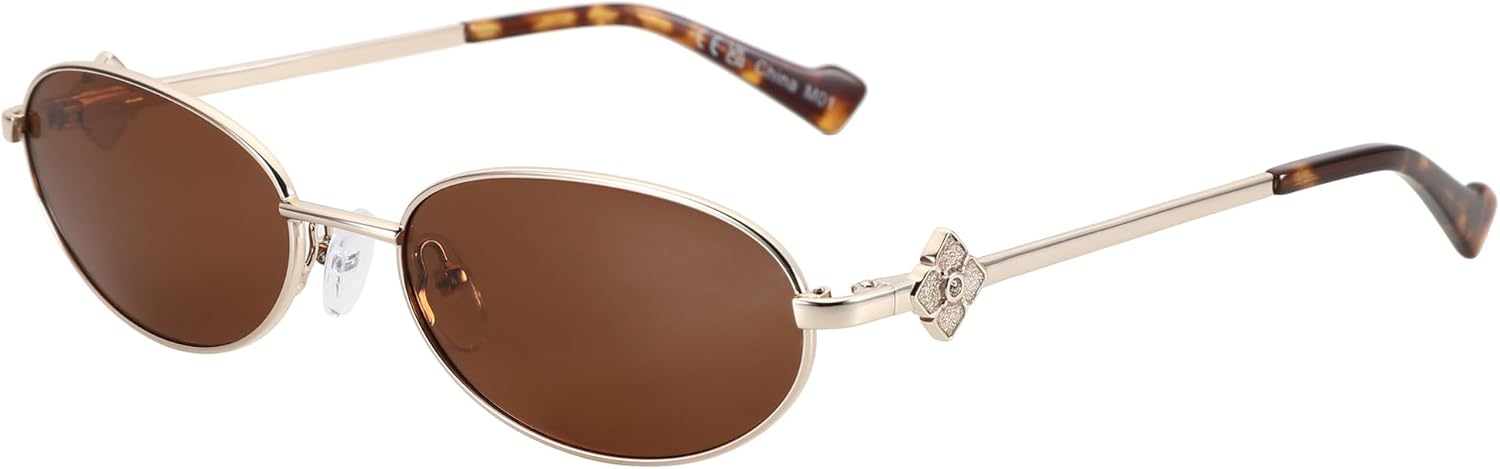 

Солнцезащитные очки ZENOTTIC для женщин, поляризованные, овальная форма: защита UV400, модные солнцезащитные очки в стиле ретро с металлическим блеском, легкие, для путешествий и вечеринок, Gold Frame Brown Lens