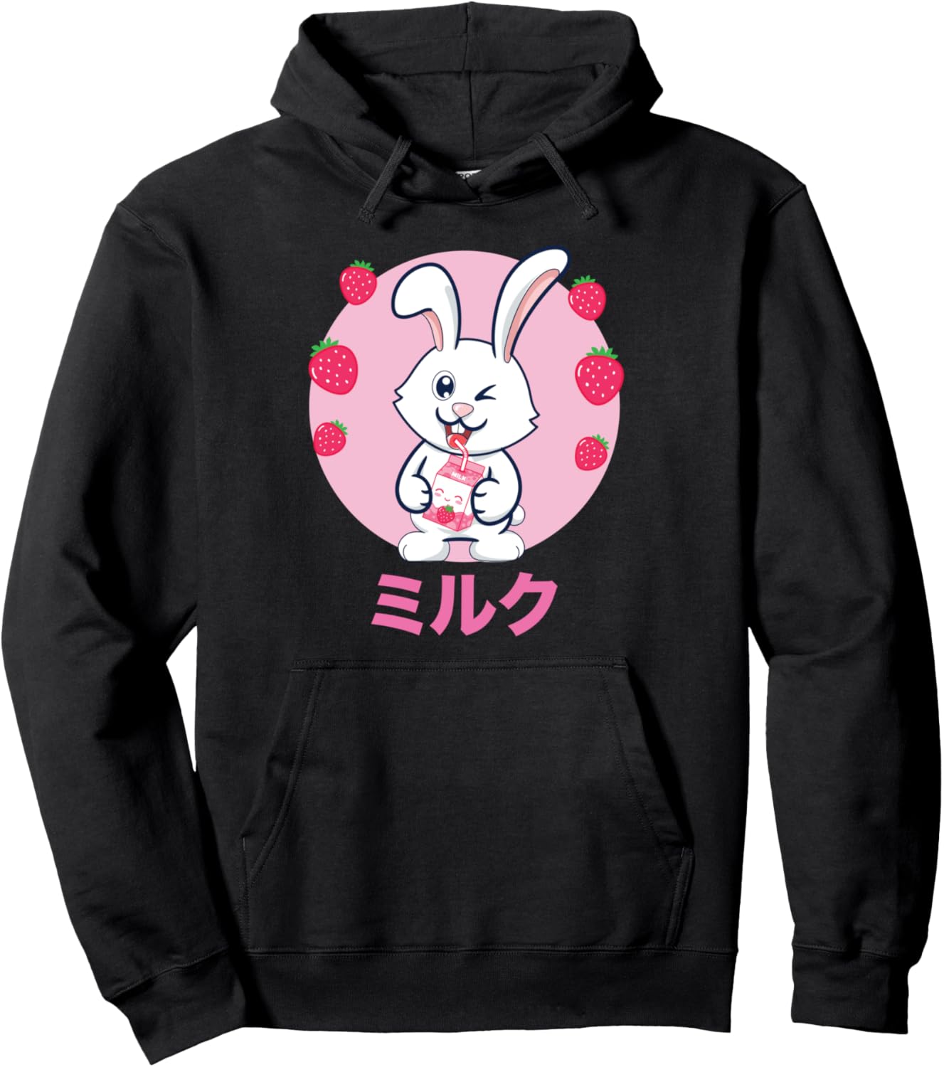 

Худи Rabbit Milkshake Vaporwave Aesthetics Merchandise & Kawaii Otaku Japanese Gift, черный