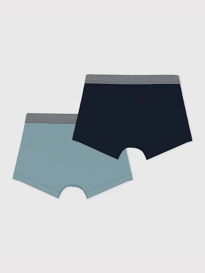Боксеры набор из 2 штук, хлопок, PETIT BATEAU, голубой/темно-синий — фото 2