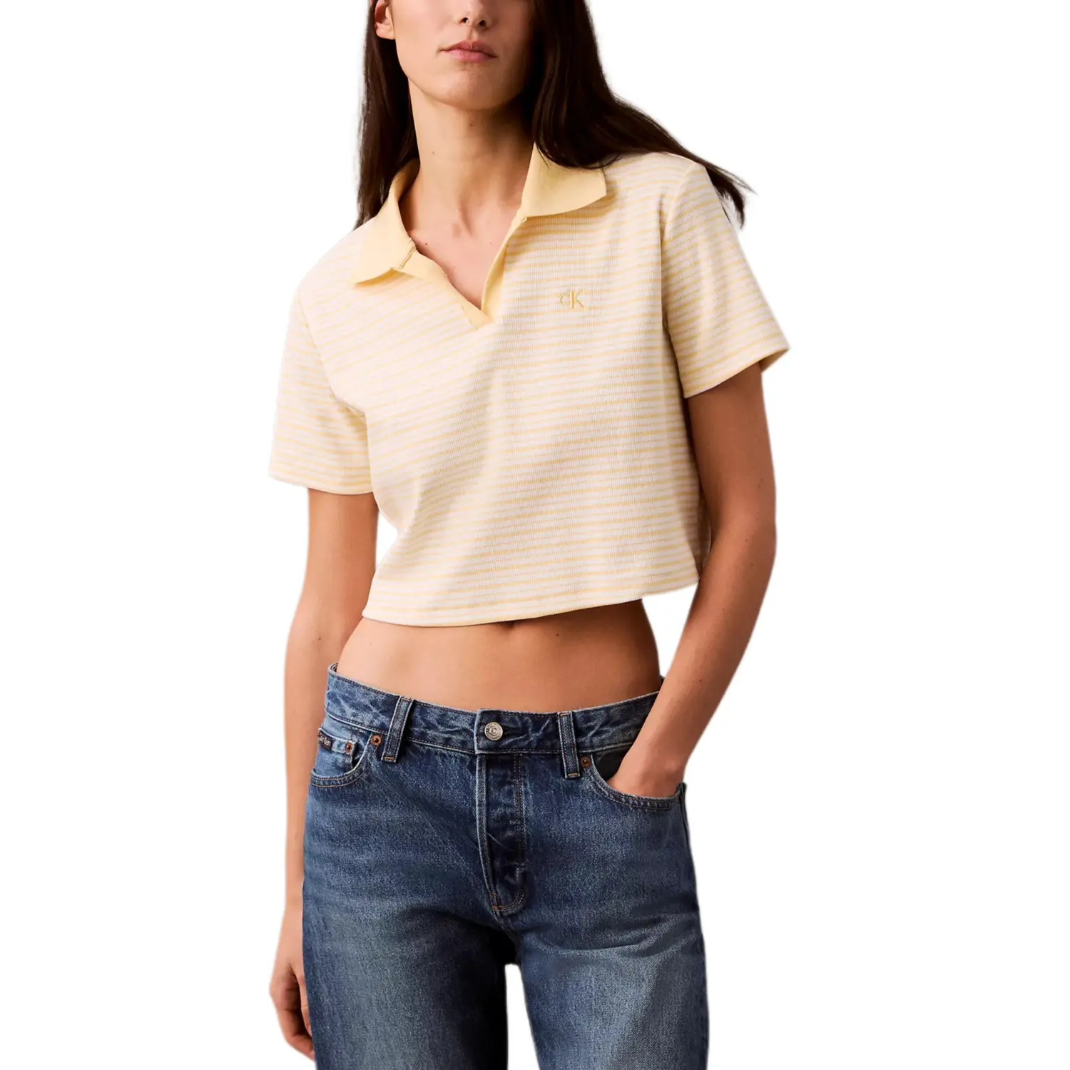 

Calvin Klein Женская поло в желтую полоску