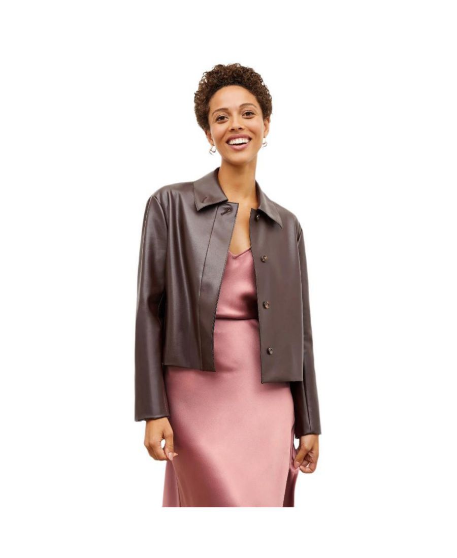 

Женская укороченная куртка Nicky из искусственной кожи со складкой на спине MMLaFleur, Brown