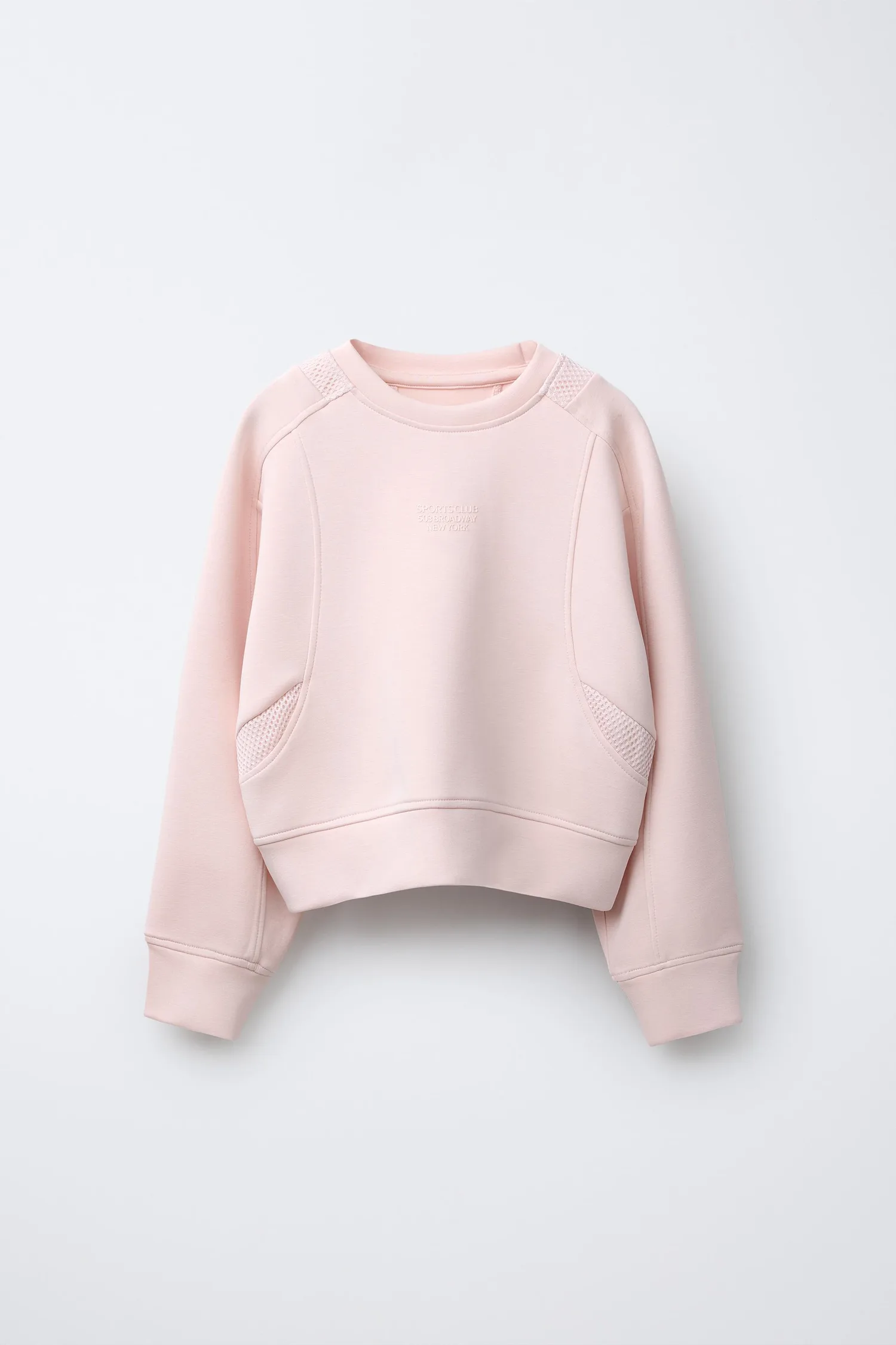 Свитшот из комбинированной сетки с надписью Zara, розовый