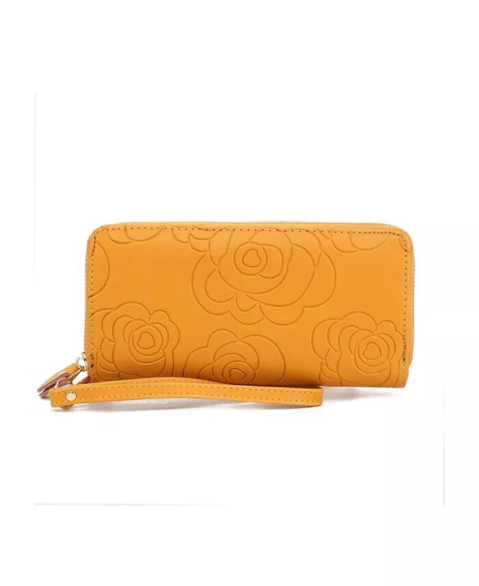 

Кошелек Ellie из натурального материала с тиснением цветов на ремешке от Mia K Mkf Collection, желтый